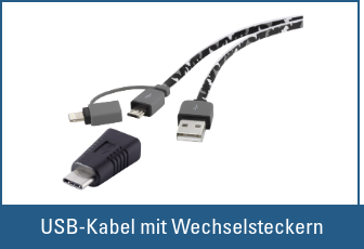 USB-Kabel mit auswechselbaren Steckern für den universellen Einsatz