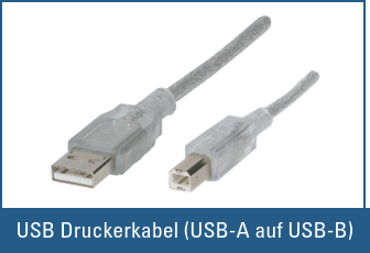 USB-A auf USB-B Anschlusskabel werden häufig für Drucker benötigt